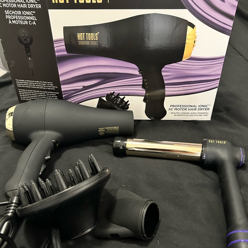 Hot Tools Professional 24k Gold 1 1/4" CURLBAR and hairdryer